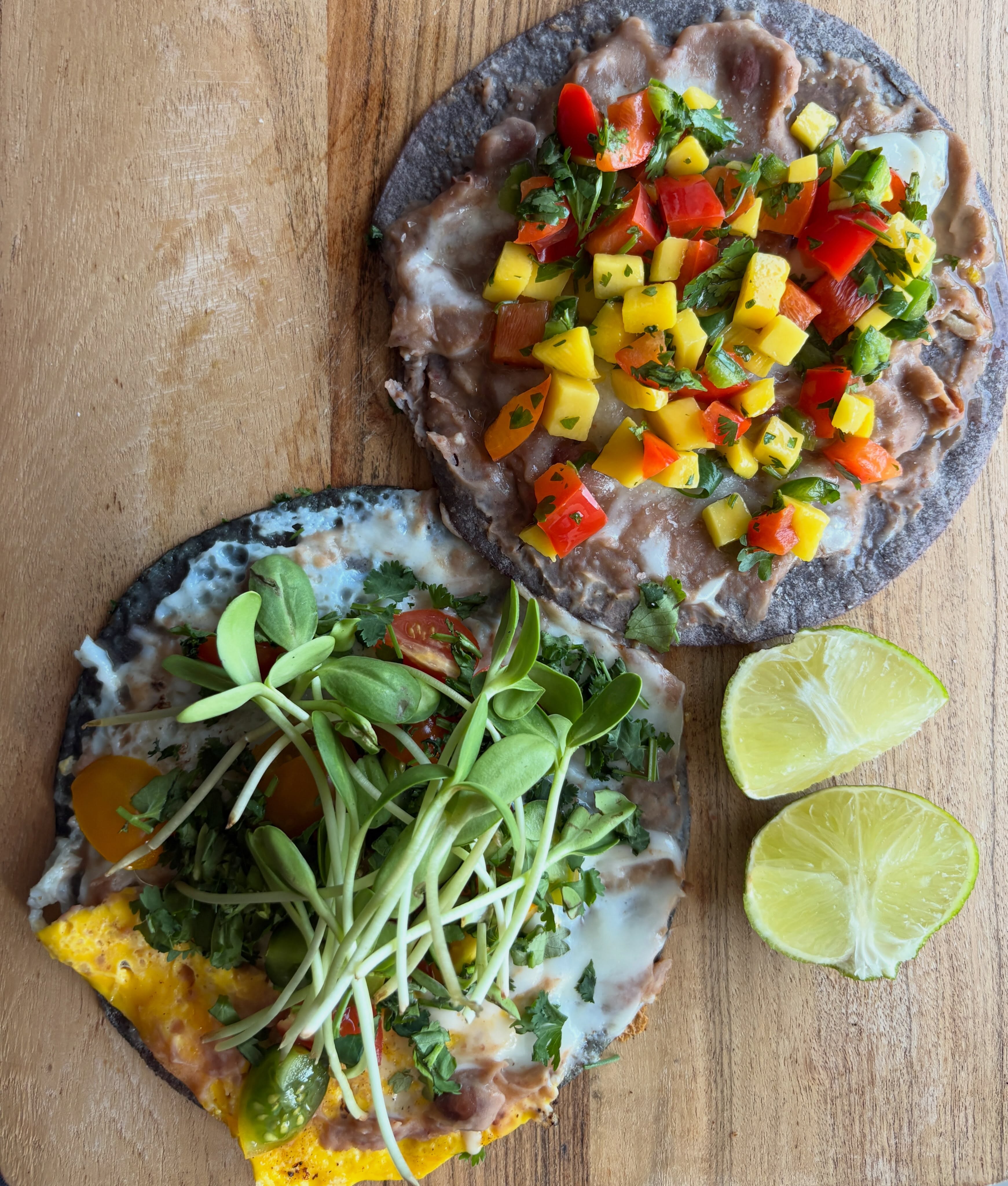 A colorful spread of freshly prepared tostadas, ready to serve